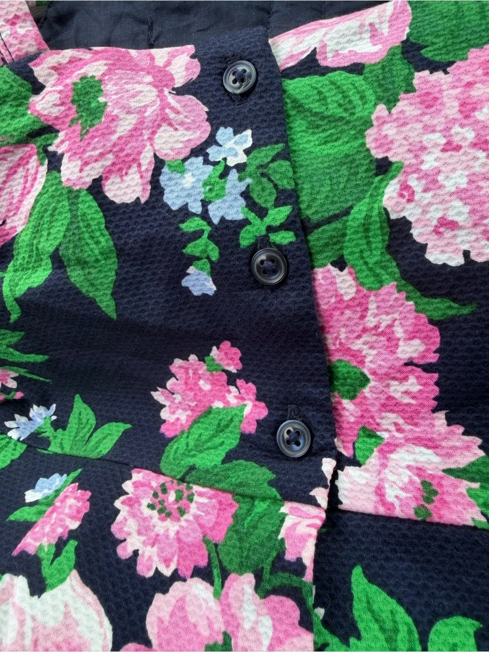Janie and Jack Navy Pink Merchant Marine Floral Pique Romper 3 EUC Ruffle Outfit